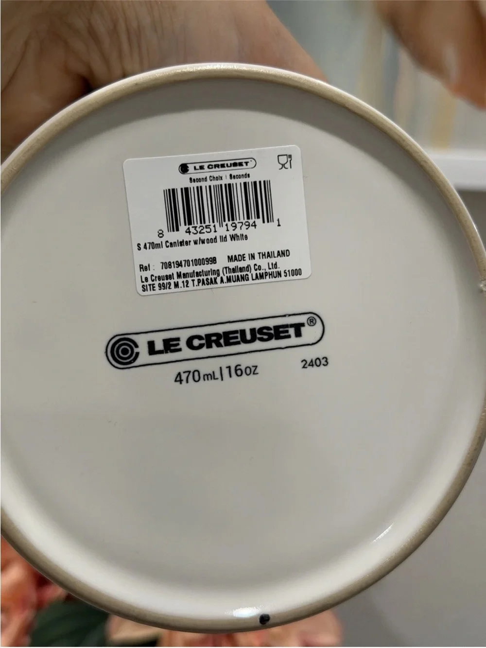 2 Le Creuset Stoneware Signature Storage Canister With Wood Lid- WHITE 16oz ~ FL